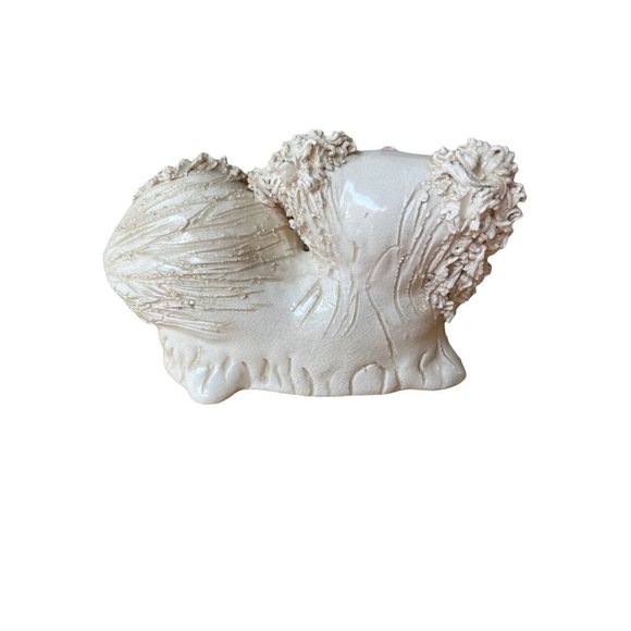 Vintage White Poodle Spaghetti Blue Bow polka dots figurine kitchy - Picture 3 of 7